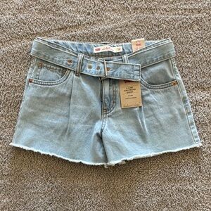 Levi's Blue Jean Shorts High-Waisted Frayed Hem